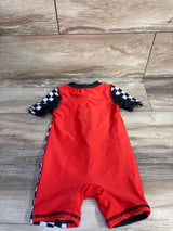Disney Cars Lightning McQueen Rash Guard Zipper Swimsuit Red sz 18m