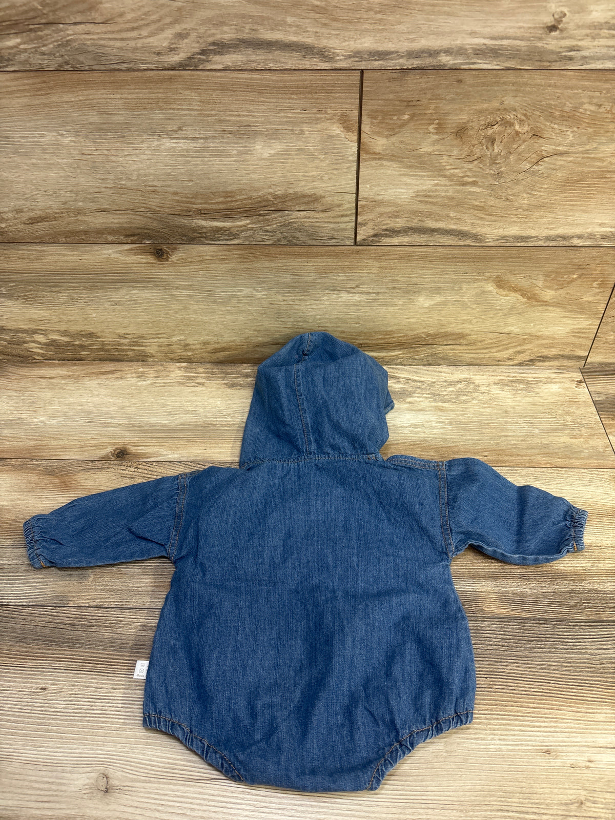 Xyler + Kylo Denim Hooded Bubble Romper Blue sz 3-6m