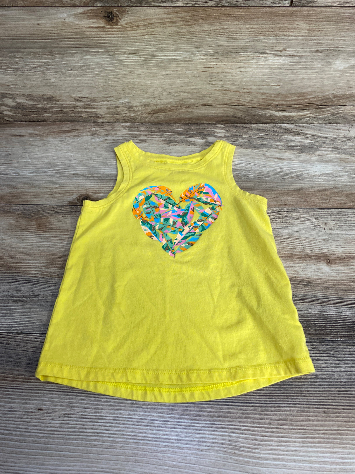 Cat & Jack Girl's Yellow Tank Top Heart sz 2T