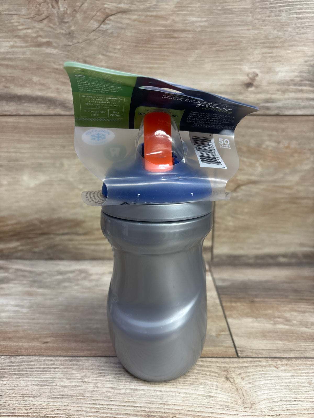 NEW Tommee Tippee Insulated Straw Cup Grey 9oz 12m+