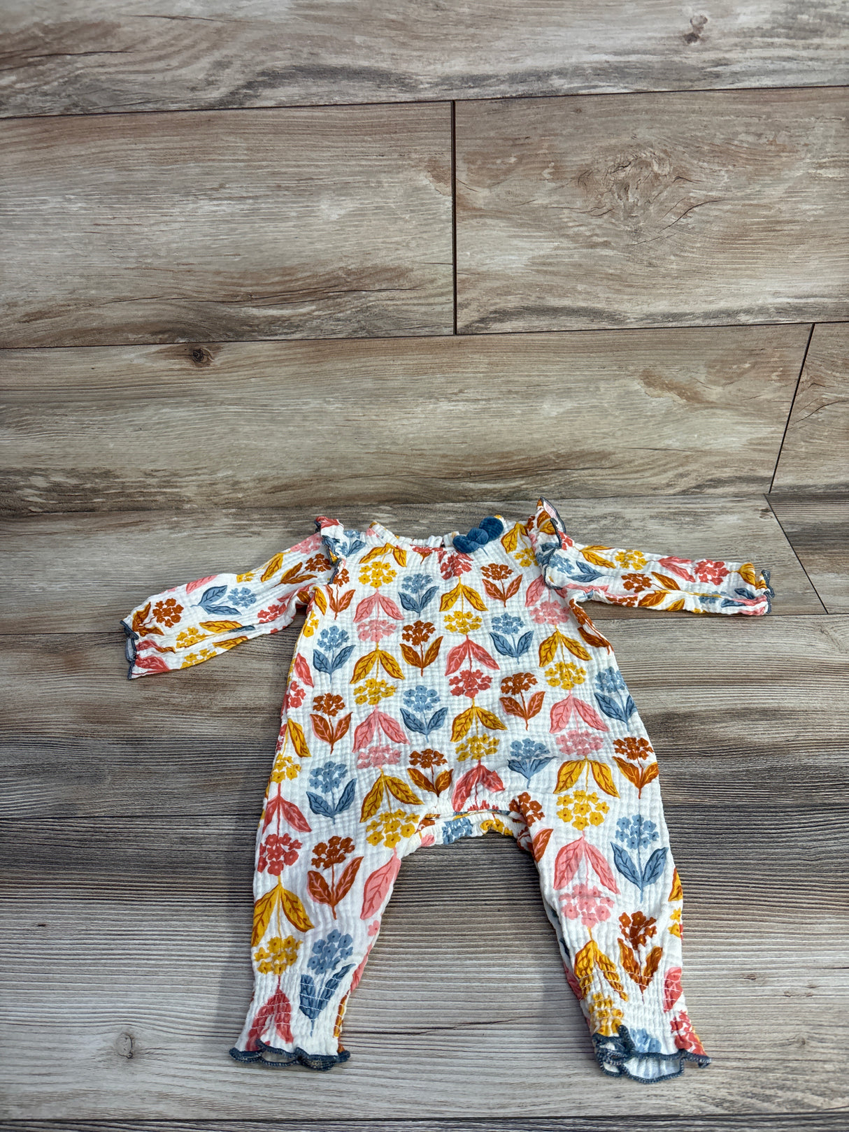 Mudpie Muslin Floral Coverall White sz 3-6m