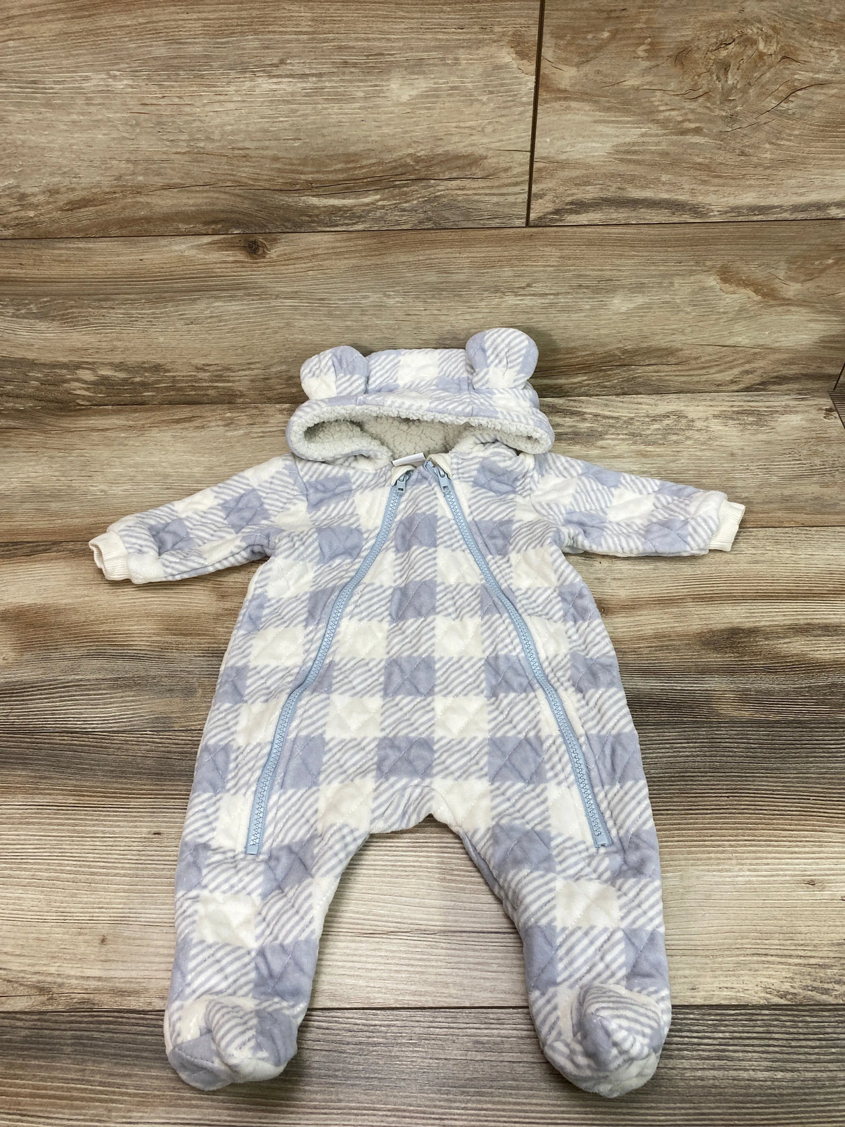 Ever & Ever Plaid Hooded Bunting White sz 3m