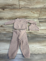 Little Lass 3pc Knit Sweater, Pants, & Hat Set Brown sz 6/9m