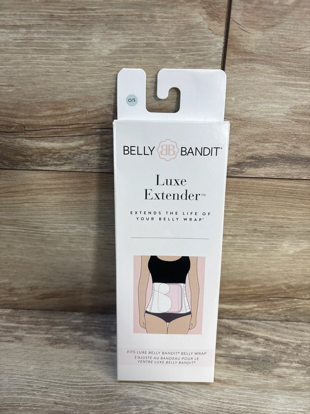 Belly Bandit Luxe Extender packaging for belly wrap extender on wood background