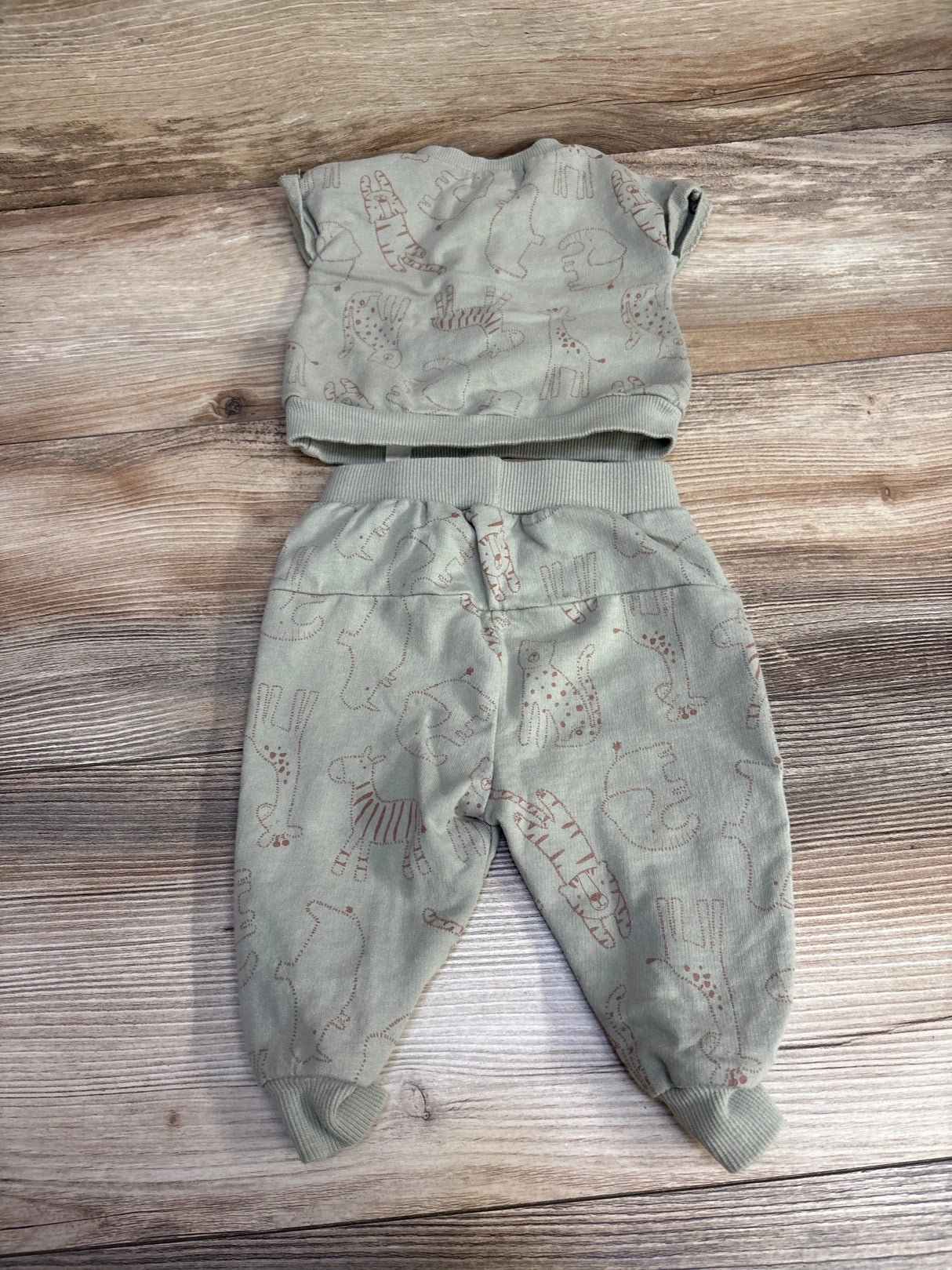 Rabbit + Bear 2pc Animal Print Shirt & Pants Green sz 0-3m - Me n Mommy To Be