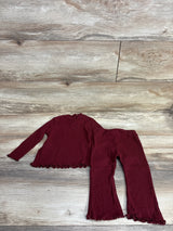 Old Navy 2pc Ribbed Lettuce Trim Shirt & Bottoms Set Burgundy sz 12-18m