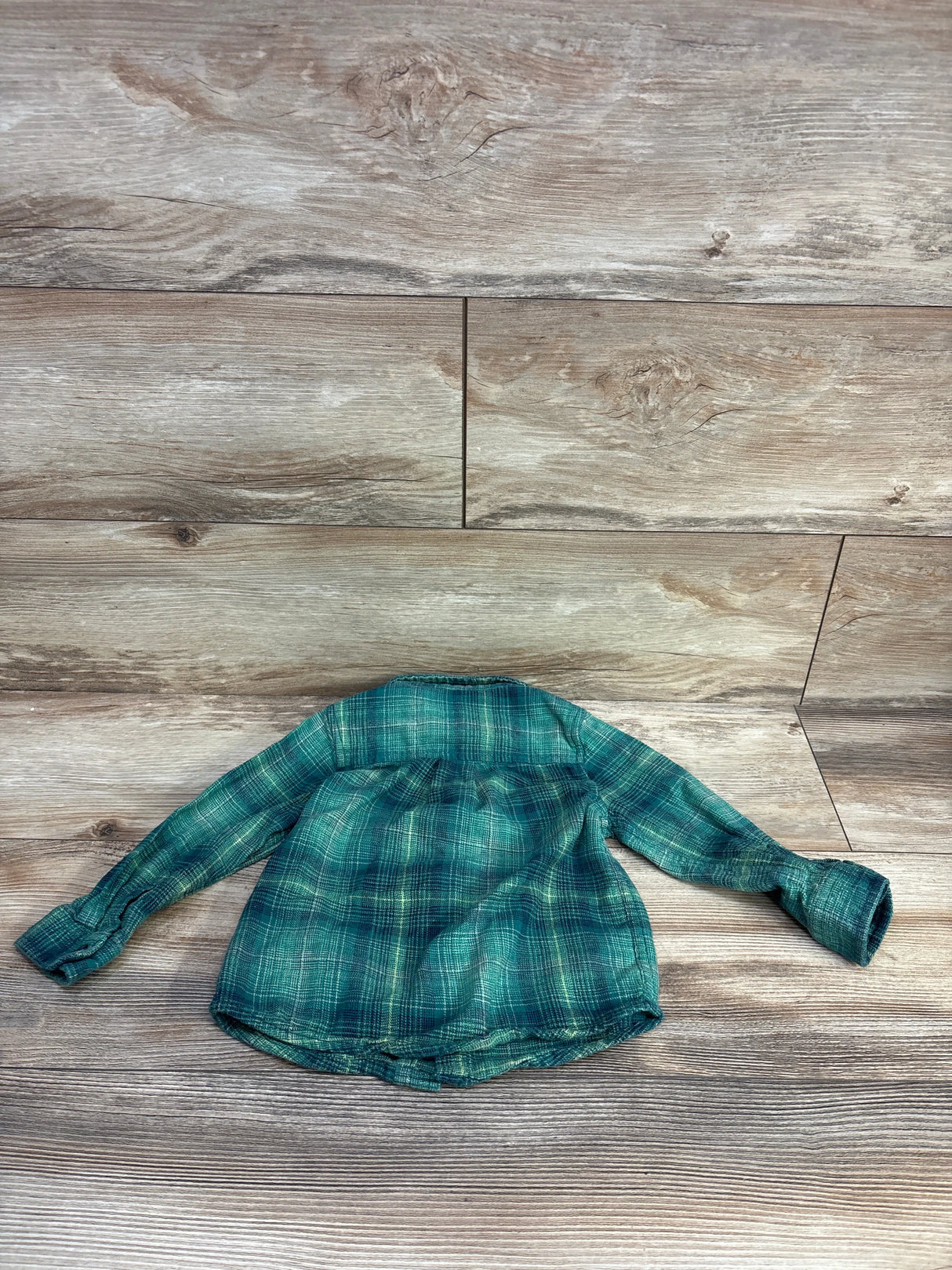 Cat & Jack Button Up Plaid Flannel Green sz 2T