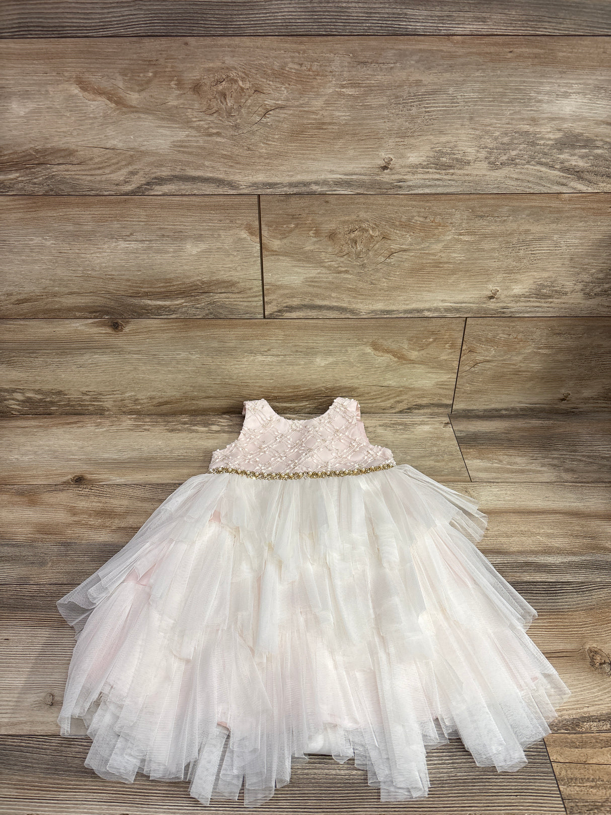 American Princess Layered Tulle Pearl Sleeveless Dress Pink sz 4T