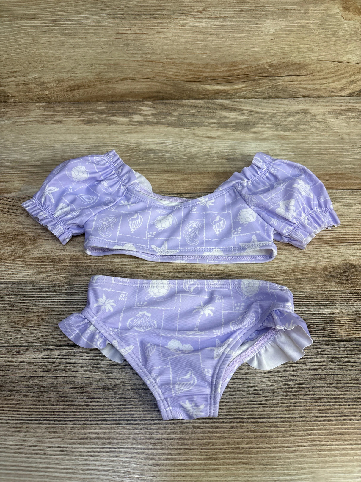 Wonder Nation 2pc Puff Sleeve Swimsuit Purple sz 12m