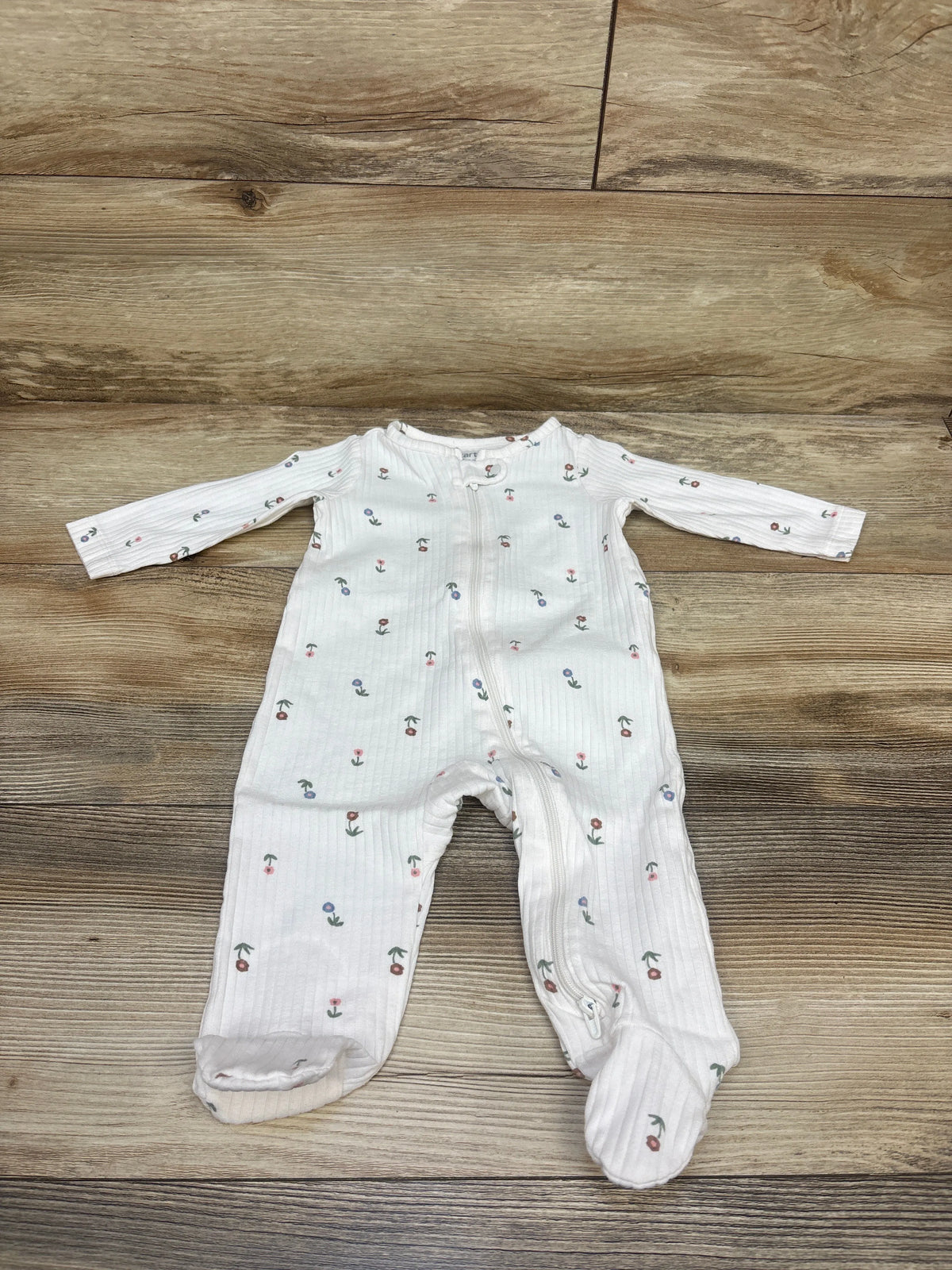 Just One You Floral Ribbed Sleeper White sz 6m