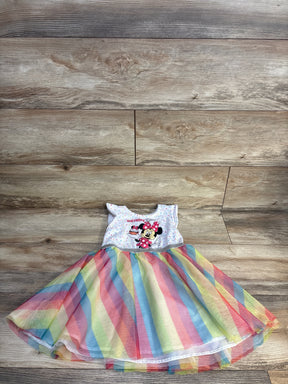 Minnie Mouse birthday dress with rainbow tutu skirt for toddler girls