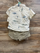 NEW Little Planet 2Pc Organic Fish Print Set Ivory sz 9m