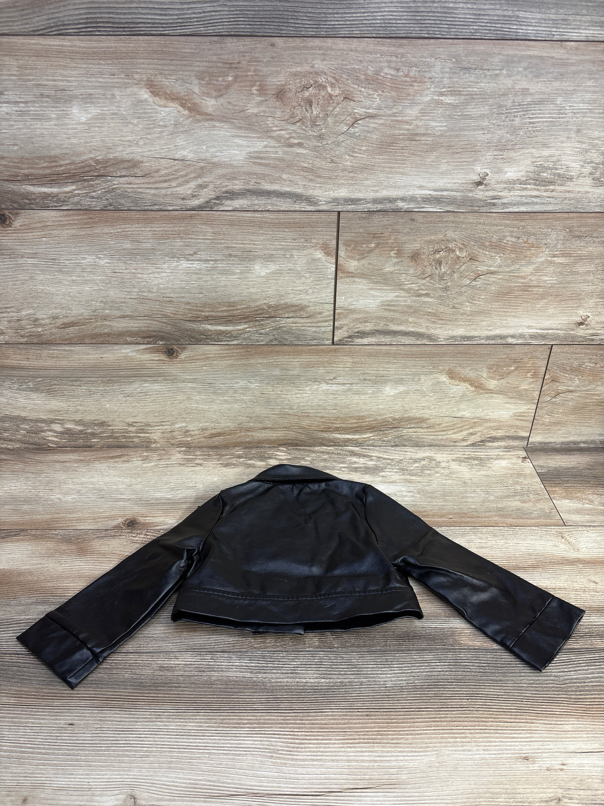 Shein Ruffle PU Moto Jacket Black sz 2T