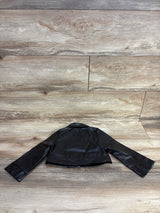 Shein Ruffle PU Moto Jacket Black sz 2T