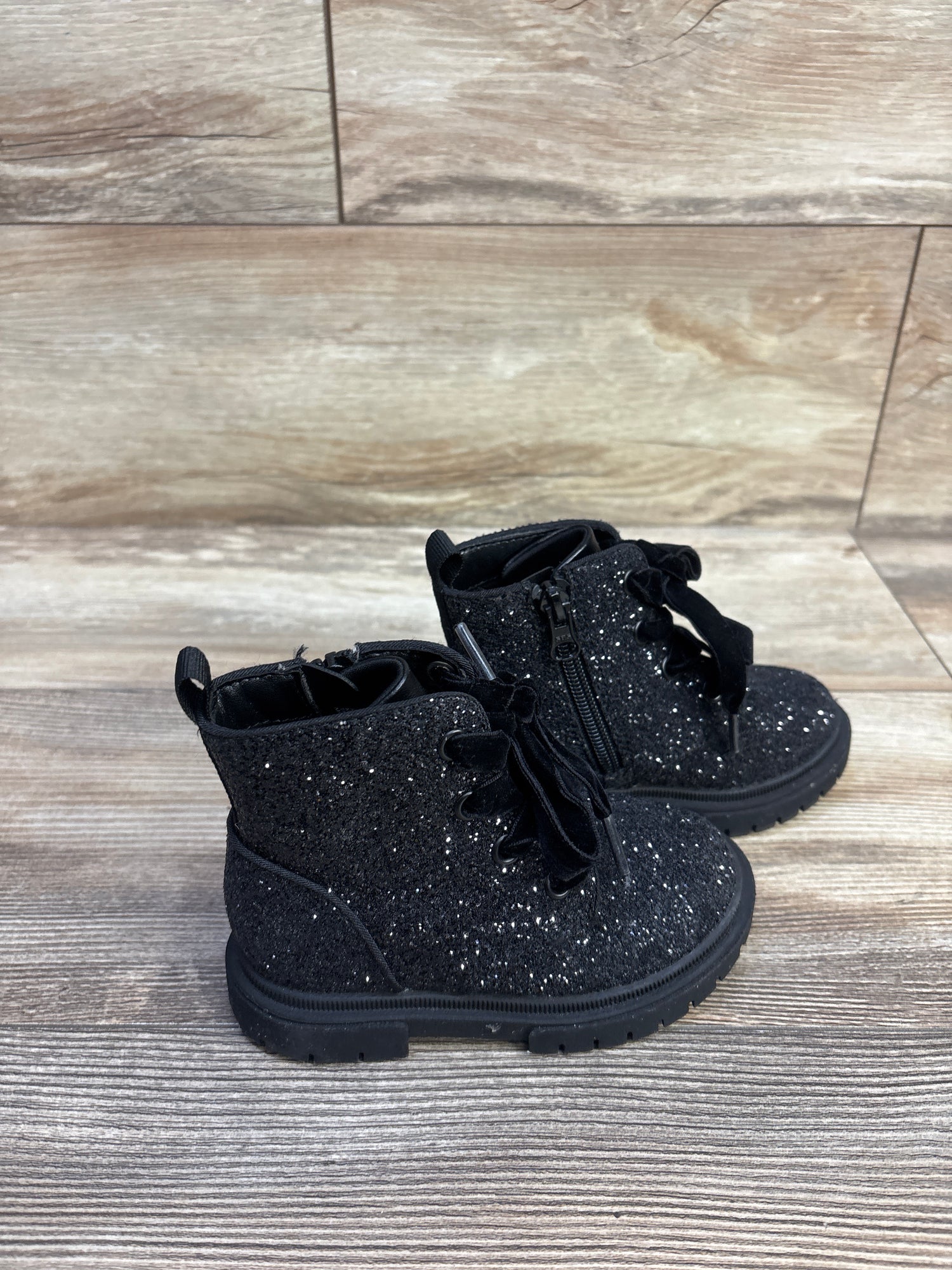 Cat & Jack Khloe Glitter Boots Black sz 8c