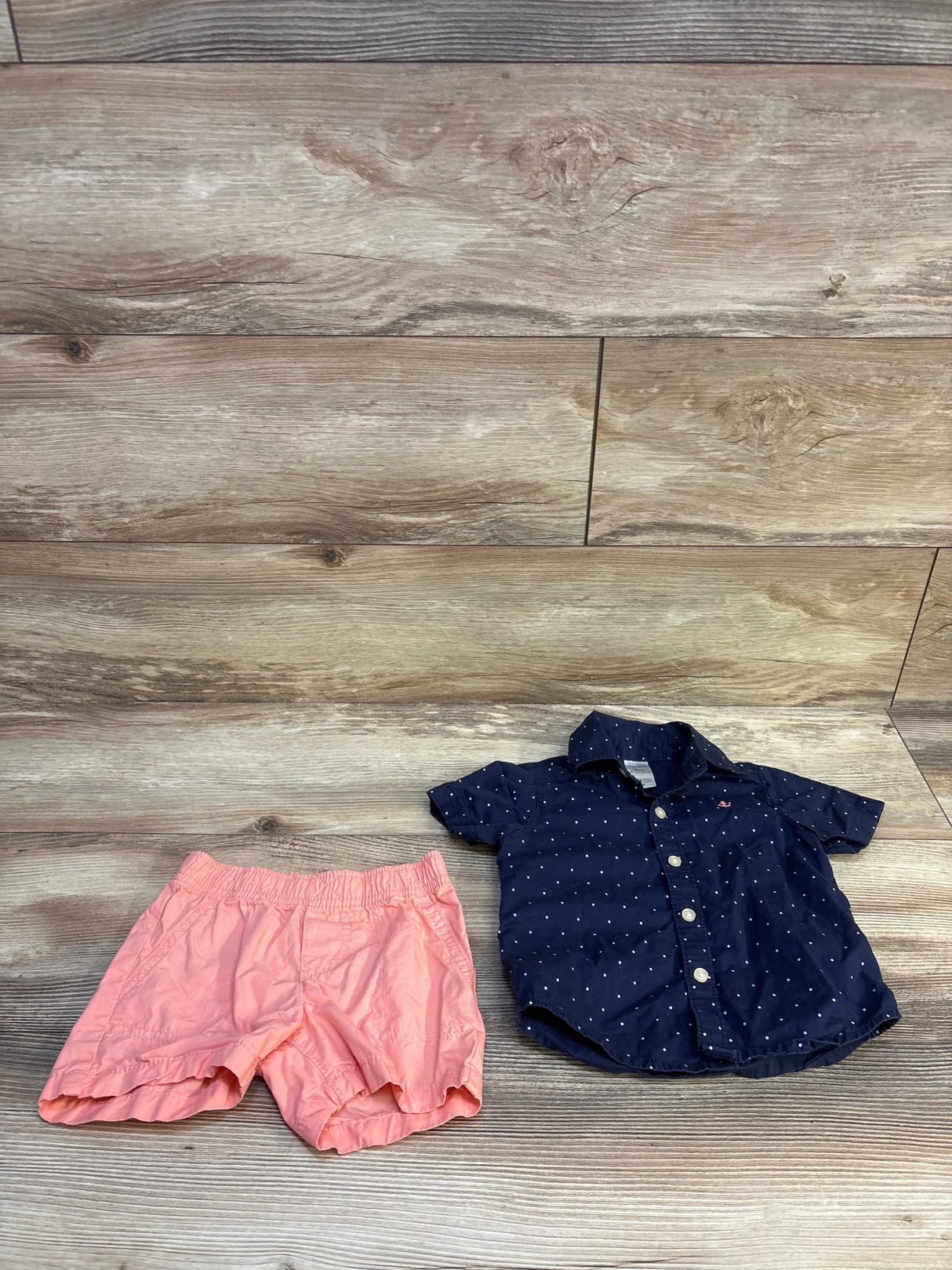 Carter's 2pc Button Up Shirt & Shorts Set Navy sz 9m