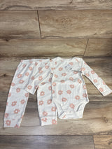 NEW Cloud Island 2pc Ribbed Floral Bodysuit & Pants Set White sz 24m
