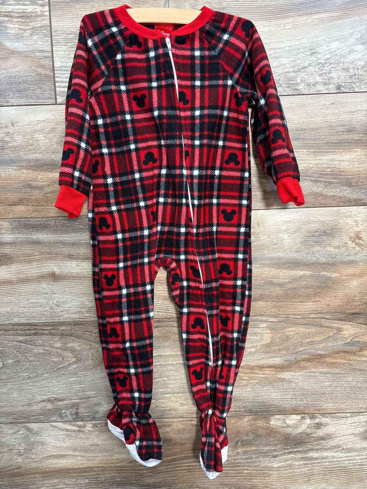 Disney Baby Plaid Mickey Blanket Sleeper Red sz 24m