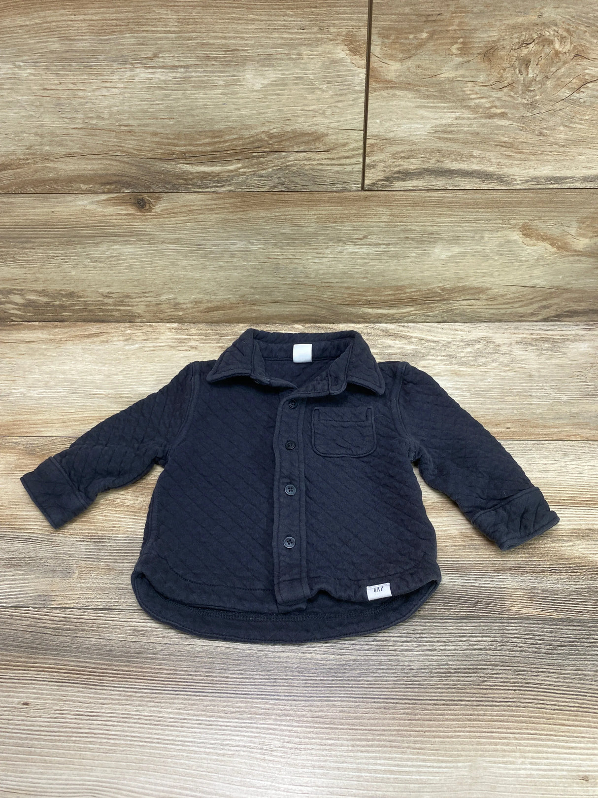 Baby Gap Quilted Button Up Top Black sz 12-18m