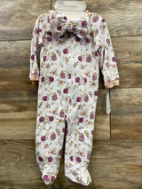 NEW Kyle & Deena 2pc Floral Hedgehog Sleeper White sz 6-9m