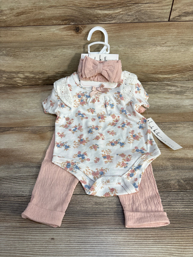 NEW Nicole Miller 4pc Floral Bodysuit Set White sz 3-6m - Me n Mommy To Be