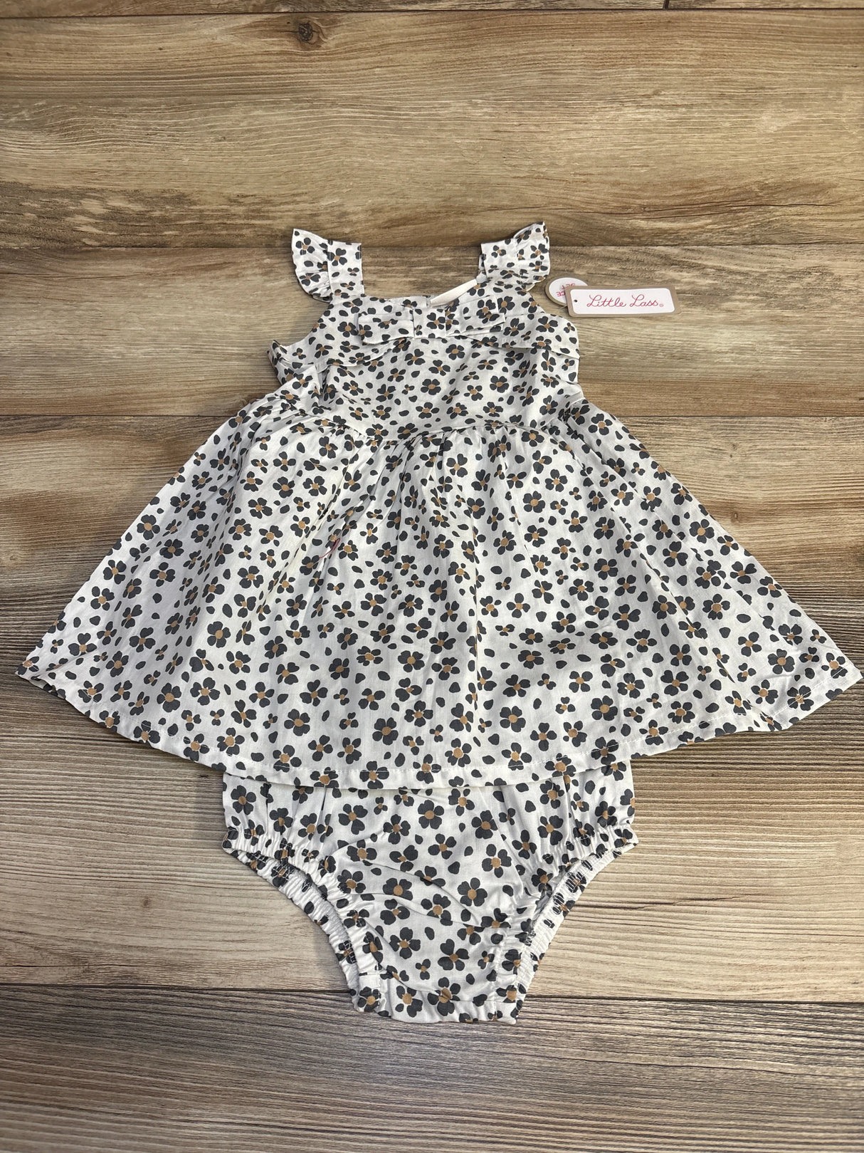 NEW Little Lass 2pc Sleeveless Dress & Bloomers White sz 12m - Me n Mommy To Be