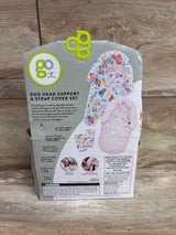 Goldbug Duo Car Seat Head Support + Matching Strap Covers Floral White