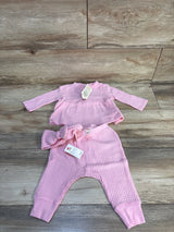 NEW Cat & Jack 3pc Waffle Knit Shirt & Pants Pink sz 3-6m