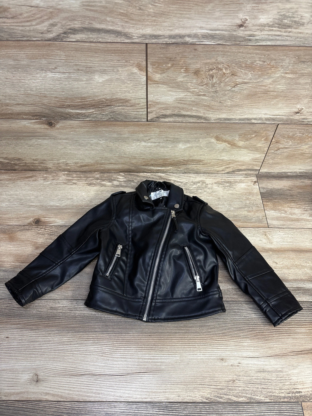 H&M Leather Biker Jacket Black sz 2T