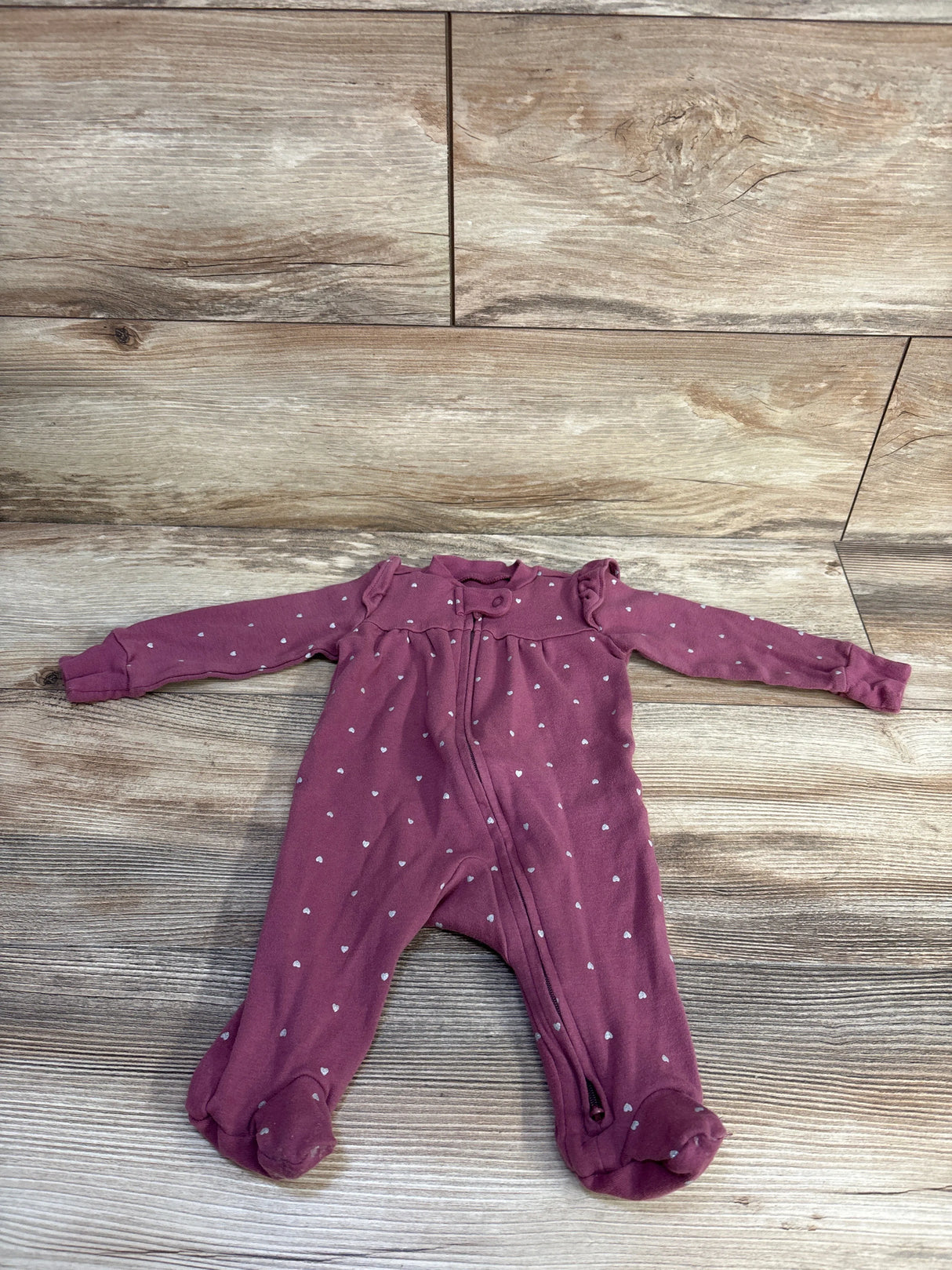 Carter's Heart Print Sleeper Mauve sz 3m