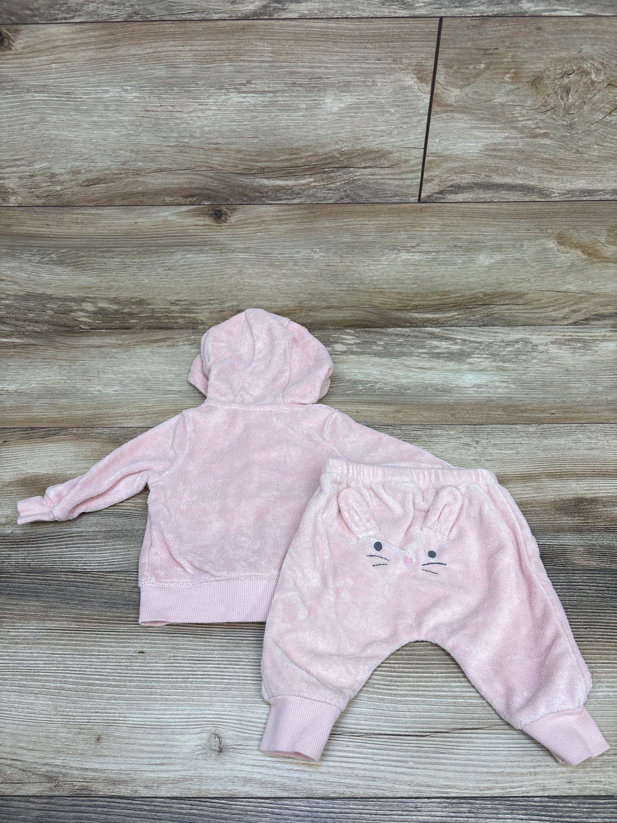 Carter's 2pc Terry Cloth Full Zip Hoodie & Joggers Set Pink sz 3m
