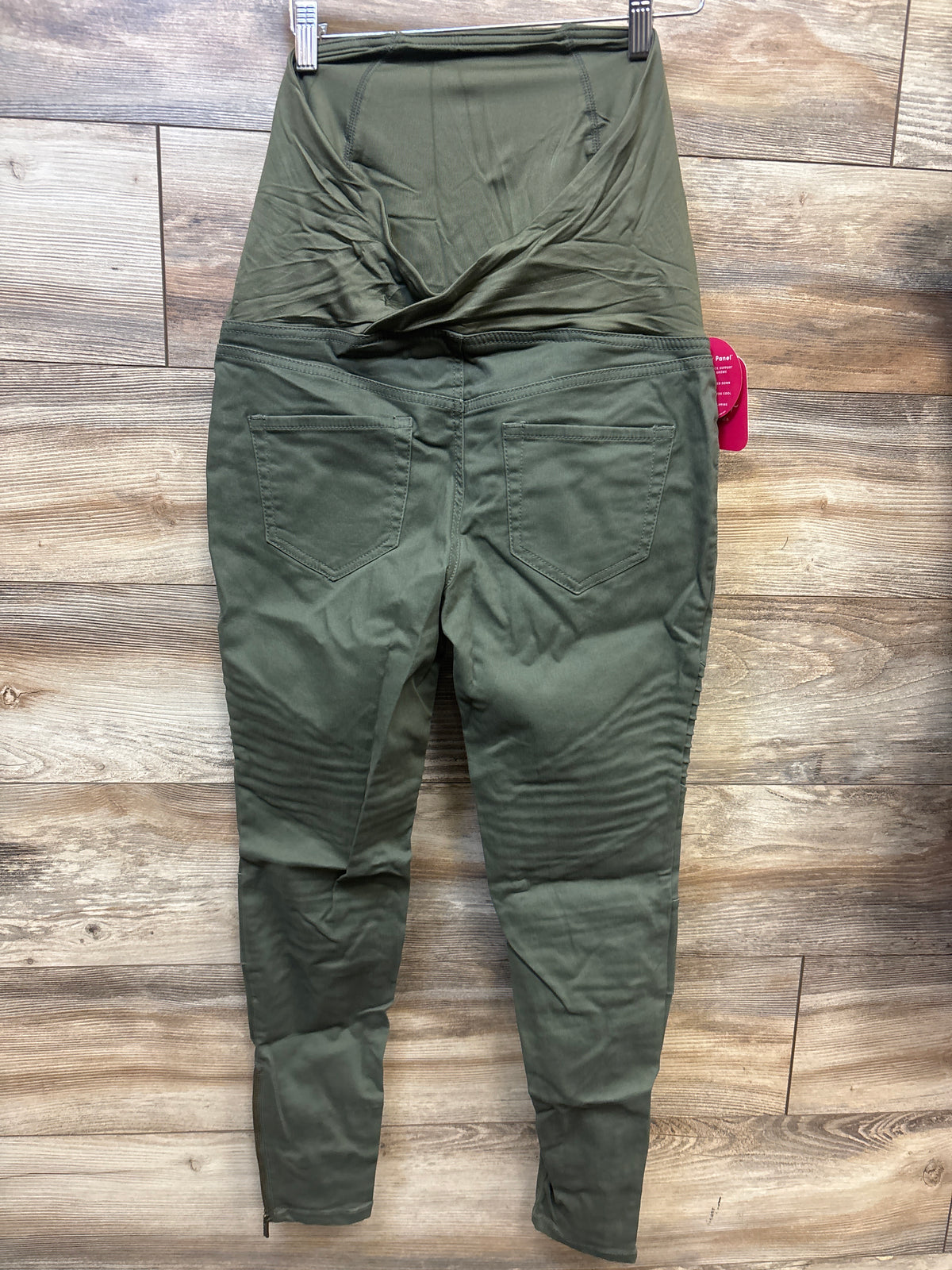NEW Isabel Maternity Crossover Panel Utility Jeggings Olive Green sz 0/XS