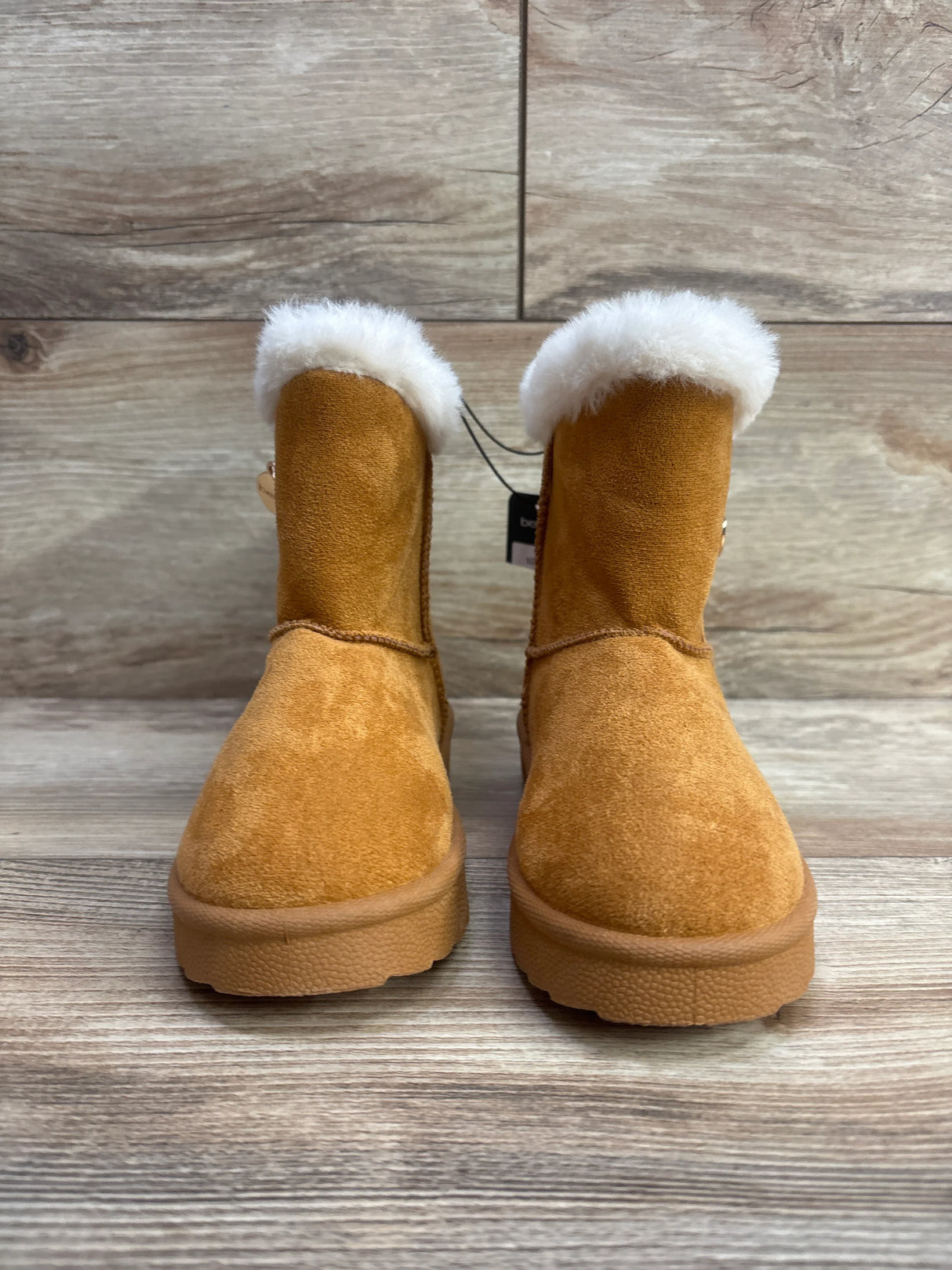 NEW Bebe Girls Faux Shearling Ankle Boots Brown sz 11c