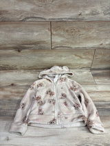 Emma & Elsa Bear Print Plush Full-Zip Jacket Beige sz 3T