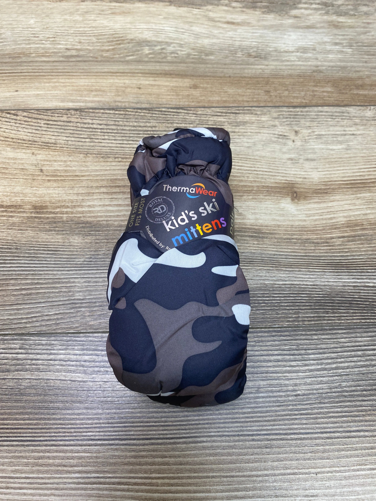 NEW ThermaWear Kid's Ski Grey Camo Mittens OSFM (1-3Y)