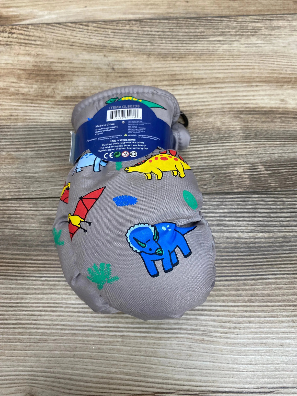 NEW ThermaWear Kid's Grey Ski Dinosaur Mittens