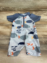 1pc Fish Print Swimsuit Grey sz 9-12m