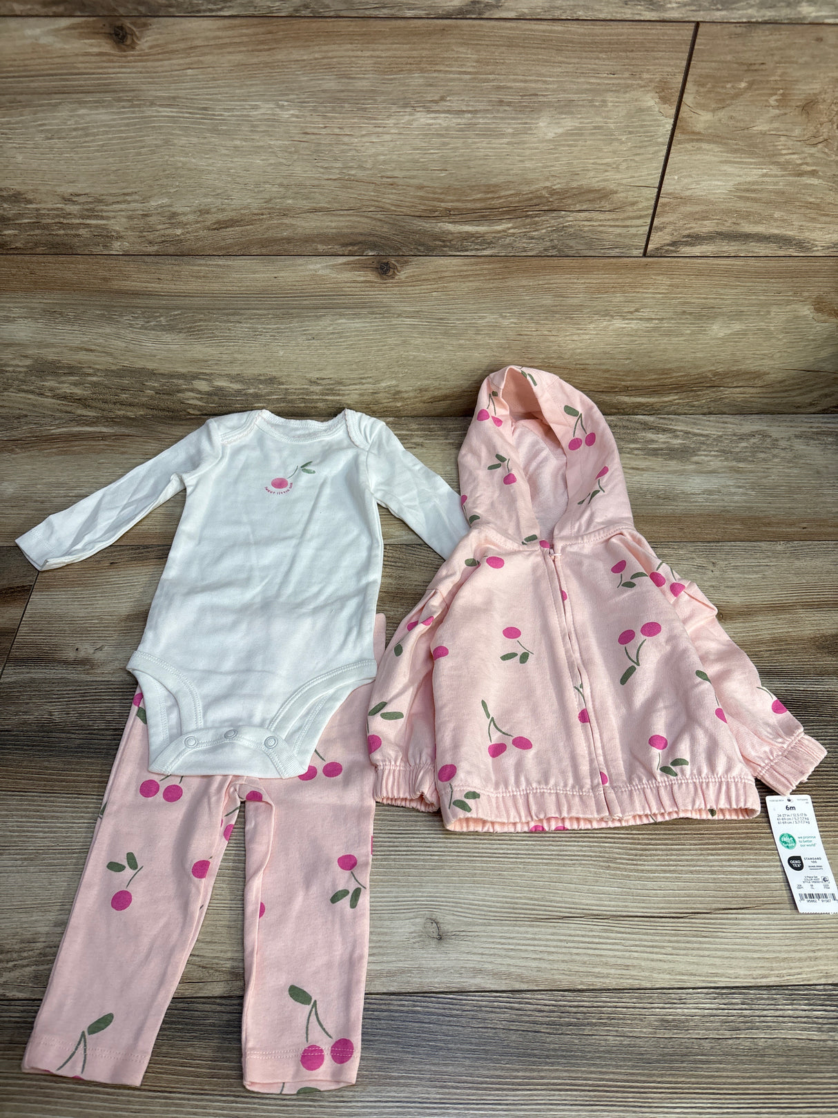 NEW Just One You 3pc Cherry Bodysuit Set Pink sz 6m
