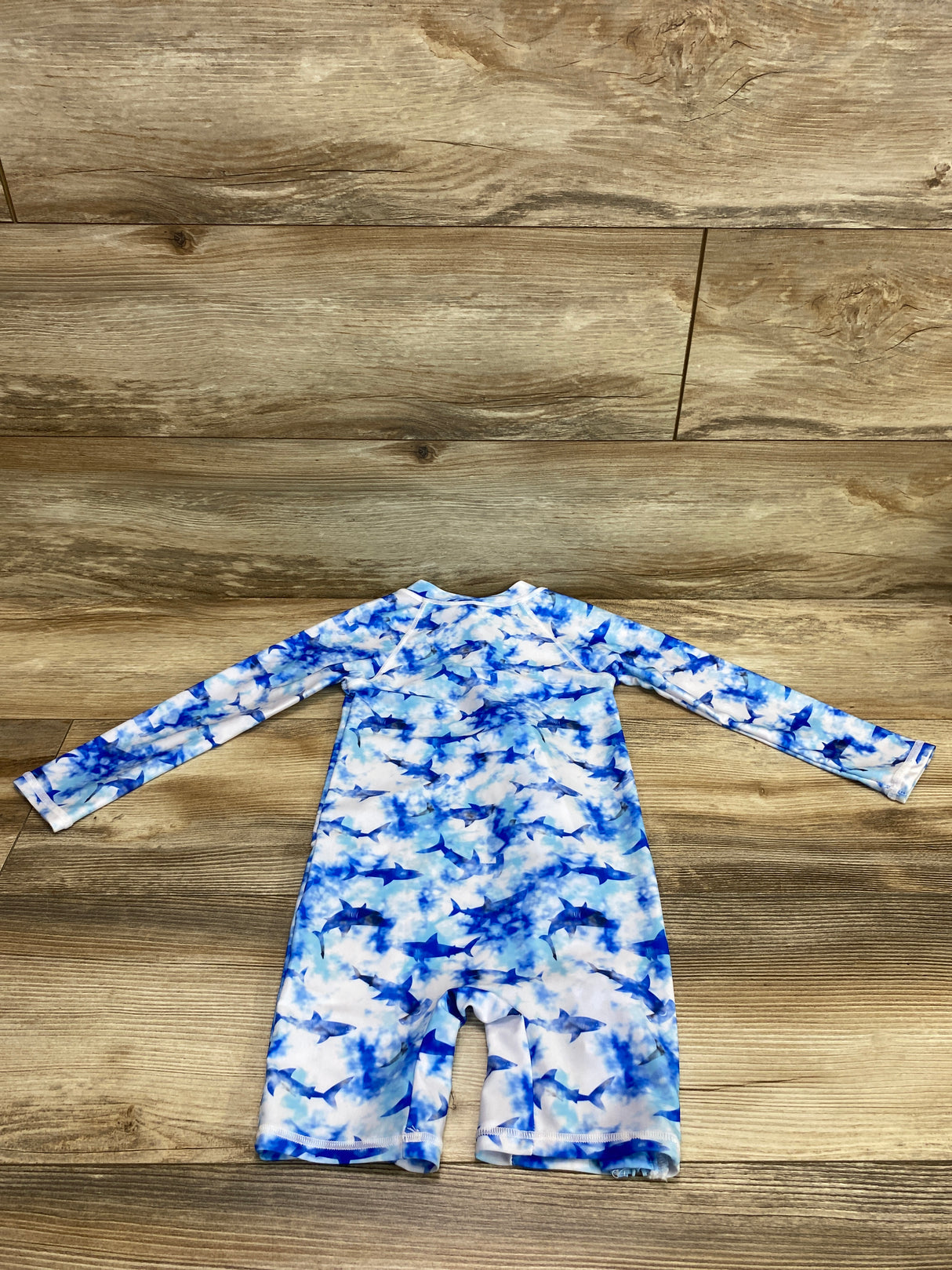 Jumping Beans 1pc Shark Print Rashguard Swimsuit Blue sz 3T