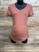 Isabel Maternity Ruched V-Neck Shirt Orange sz XS