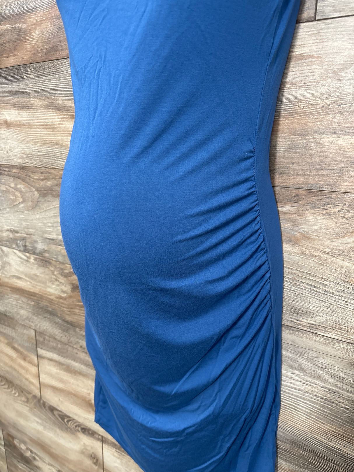 Maternity Ruched Bodycon Dress Blue sz Medium