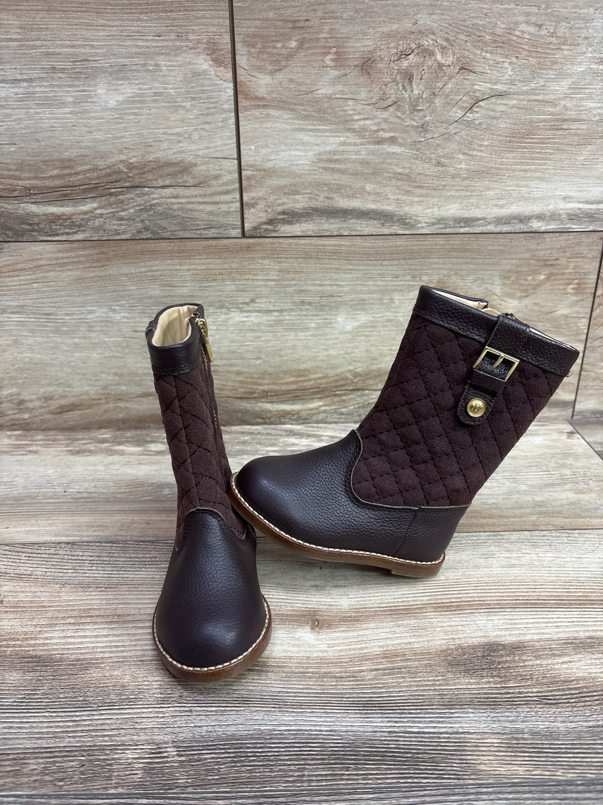 Janie & Jack Quilted Riding Boots Brown sz 6c