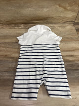 Janie & Jack white and navy blue striped shawl collar romper for babies size 3-6m