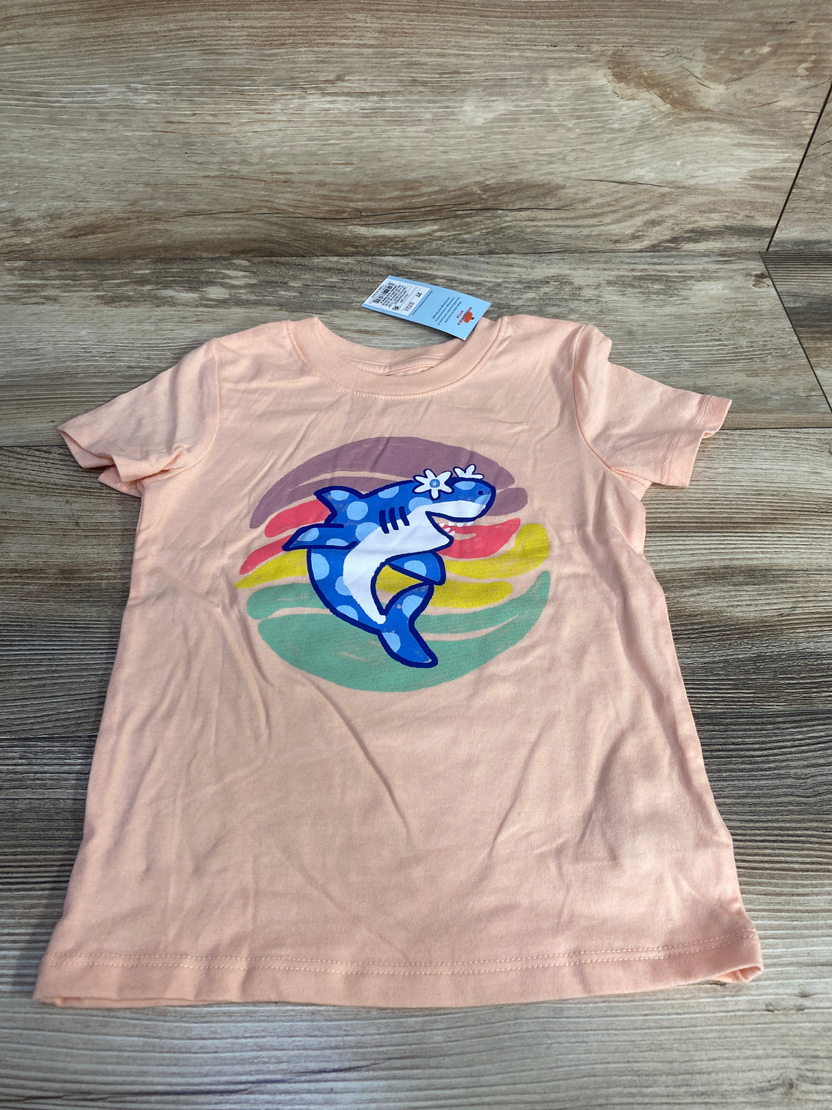 NEW Cat & Jack Shark Shirt Peach sz 2T