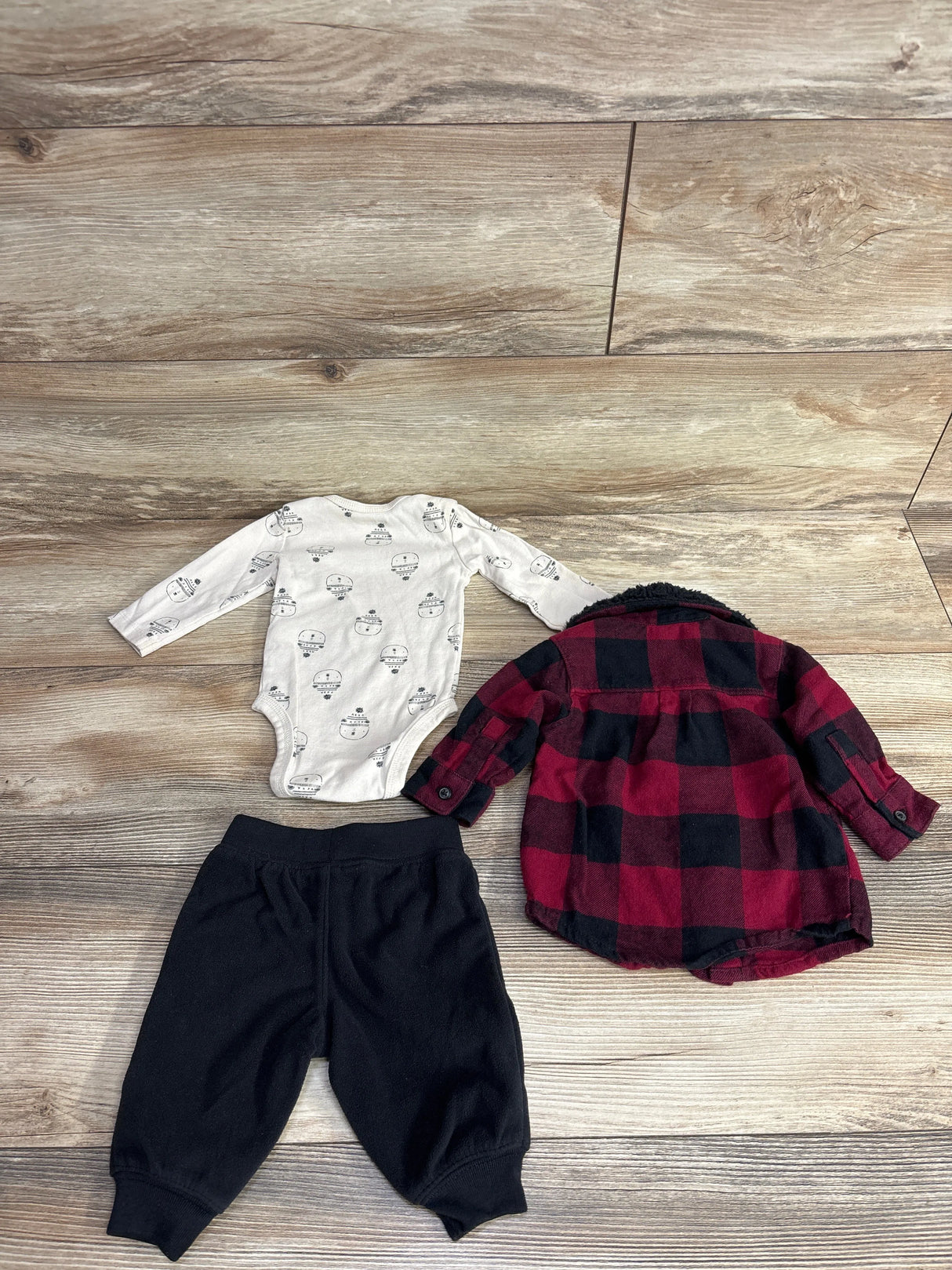 Just One You 3pc Sherpa Lined Buffalo Plaid Jacket Set Red sz 3m