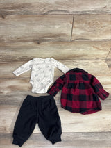 Just One You 3pc Sherpa Lined Buffalo Plaid Jacket Set Red sz 3m