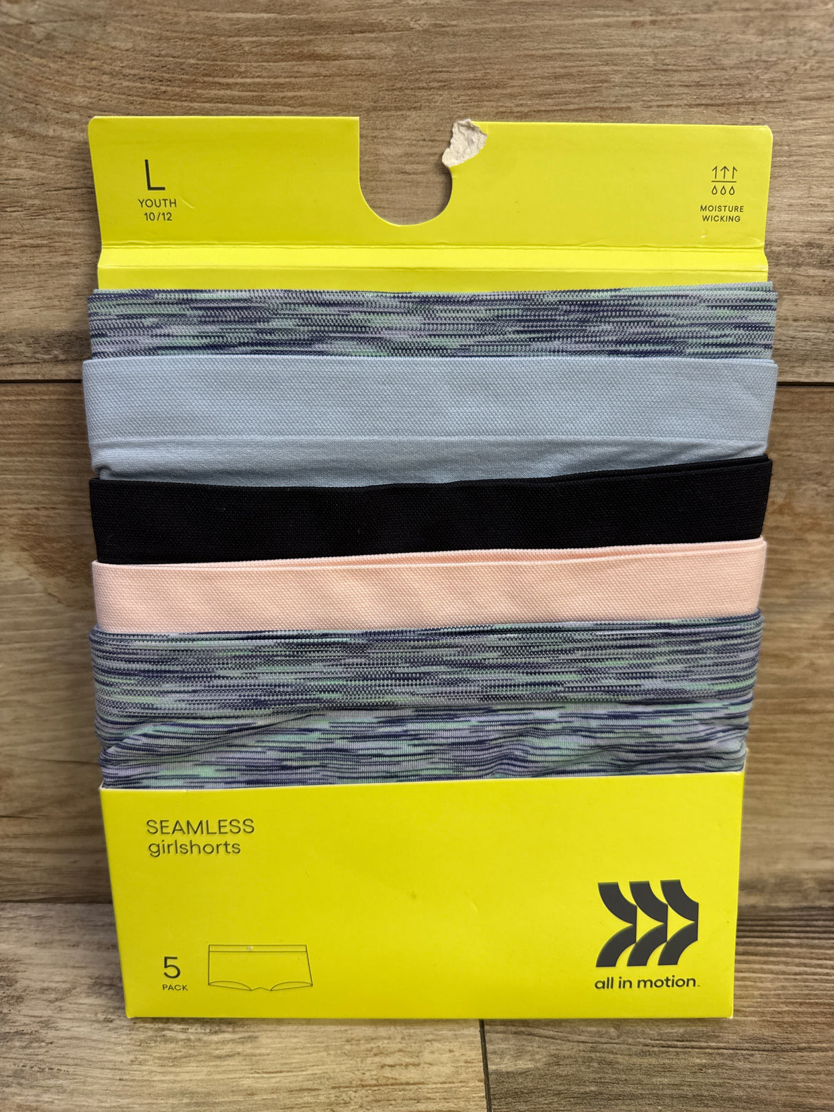 NEW All In Motion Seamless Girl Shorts 5pk sz L/10-12