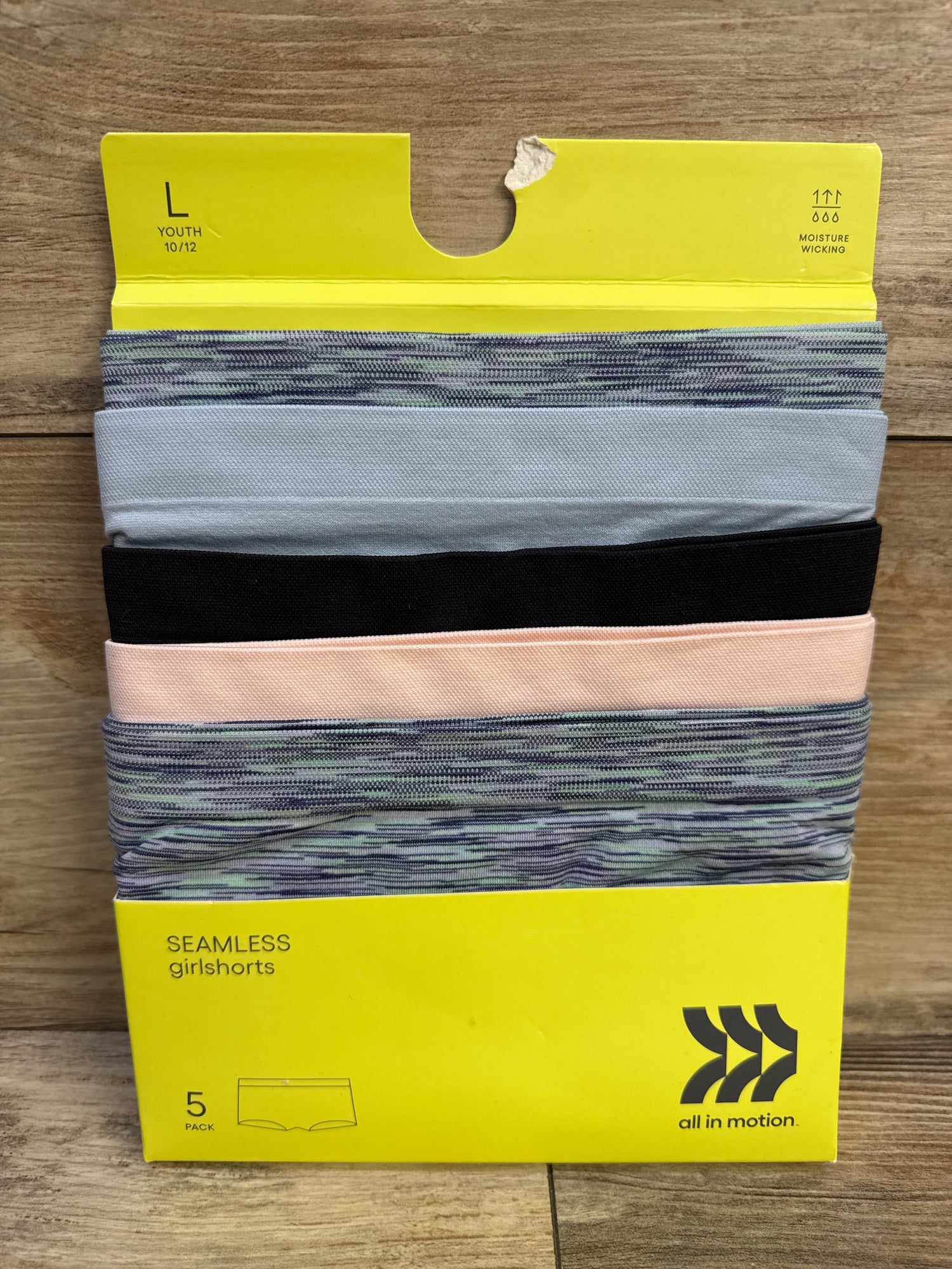 NEW All In Motion Seamless Girl Shorts 5pk sz L/10-12