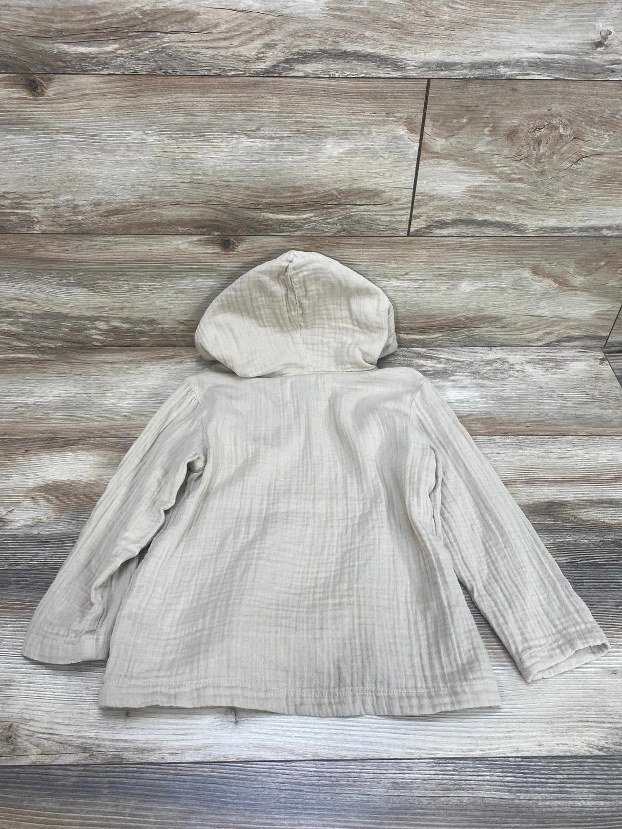 Old Navy Hooded Muslin Shirt Beige sz 5T