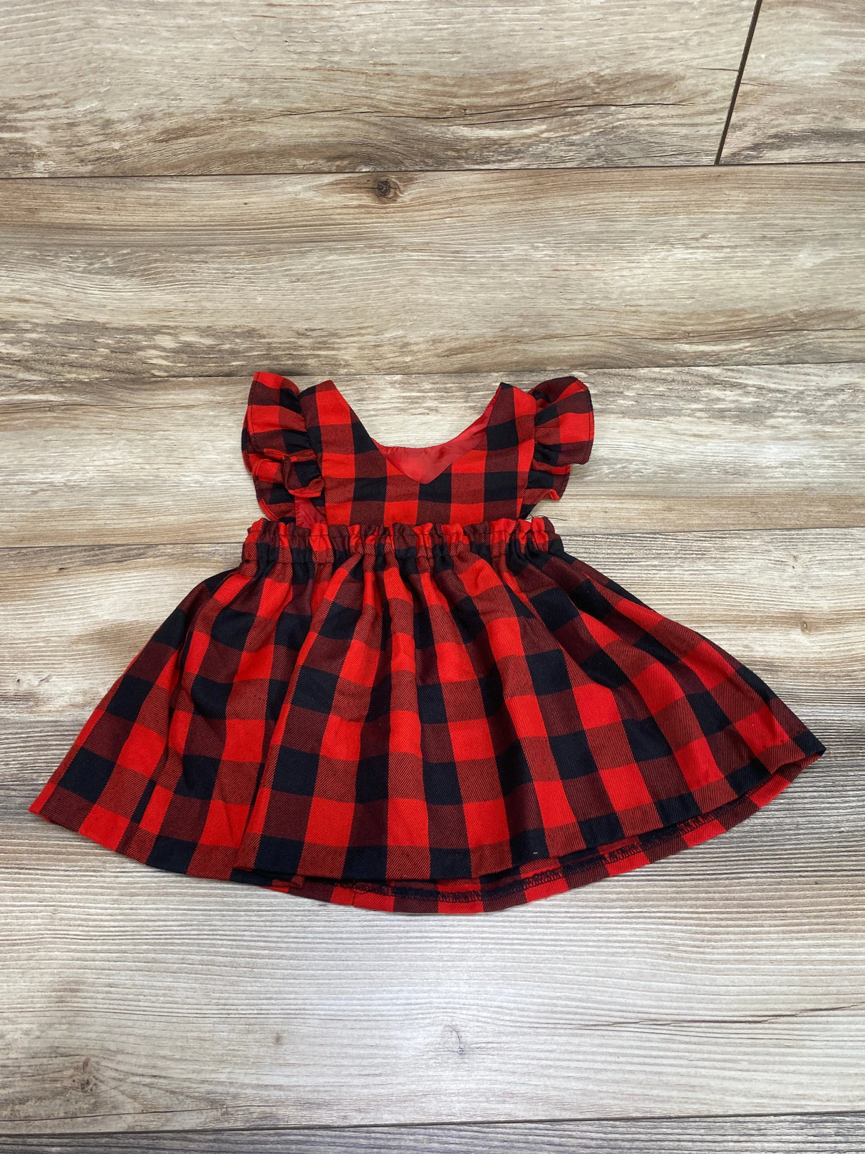 Bonnie Baby Buffalo Check Jumper Dress Red sz 12m